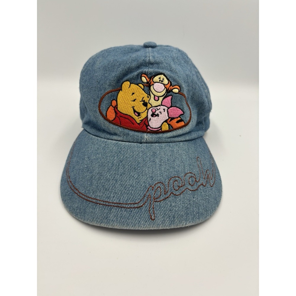 Disney Winnie‎ the Pooh & Tigger Embroidered Jean Denim Hat Adult Elastic Back